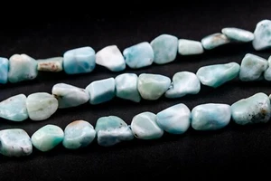 Cuentas de pepita de guijarros de larimar dominicano de 8-10 mm grado A cuentas sueltas naturales genuinas - Imagen 1 de 4