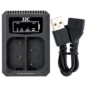 USB Dual Battery Charger fits BLX-1 for Olympus OM SYSTEM OM-1 OM1 OM 1 Mark II - Picture 1 of 12
