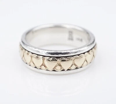 James Avery Heart to Heart Ring Sterling Silver 14k SZ 3.75 Rare Retired RS3697 - Image 1 of 4