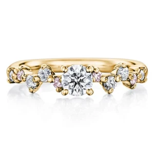 Anillo de oro amarillo de 18 quilates de 0,70 quilates creado en laboratorio corte redondo diamante venta viernes negro - Imagen 1 de 8