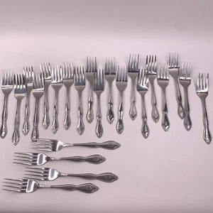 23 pc Custom Craft Stainless Flatware Korea Monogram D Floral & Scroll - Picture 1 of 3