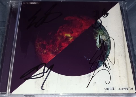 Shinedown Entire Band Signed Art Card Auto w/ Planet Zero CD Cover