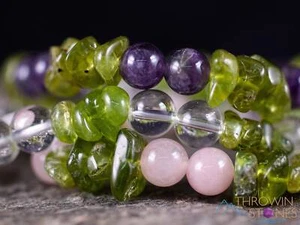 PERIDOT Crystal Bracelet - Amethyst, Rose or Clear Quartz - Jewelry, E2014 - Picture 1 of 10