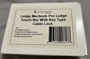 Ledge Macbook Pro Touch Bar With Keyed White Cable Lock w/ Lock Slot Adapter - Picture 1 of 6