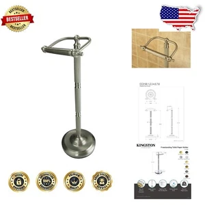 Classic Brushed Nickel Toilet Paper Holder with Weighted Base - Georgian Style - Picture 1 of 6