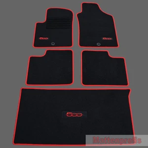 MP Velours Fußmatten + Kofferraum Set für Fiat 500 + 500 Cabrio Bj.2007 -2013 ro - Bild 1 von 1