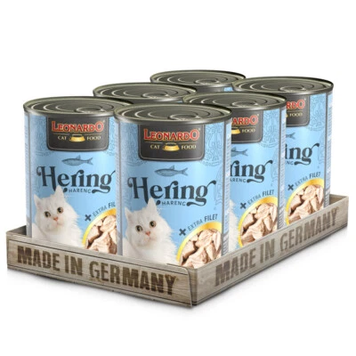 LEONARDO Hering + extra Filet 6x400g Katzenfutter Nassfutter Katze Futter - Bild 1 von 2