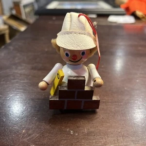 Steinbach Ornament Brick Layer Construction Worker Wooden Germany Vintage Rare - Picture 1 of 6