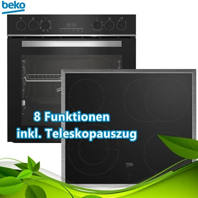 Beko Einbau Herdset 72L Glaskeramikfeld AeroPerfect SteamShine Teleskopauszug  - Bild 1 von 4