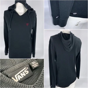 Vans Skateboarding Hoodie Pullover Women XL Black Cotton Poly Ribbed YGI A3-276 - Picture 1 of 10