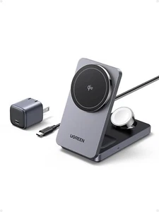 UGREEN MagFlow Qi2 3-in-1 Charger Station for iPhone 16, Foldable Wireless 30W - Picture 1 of 8