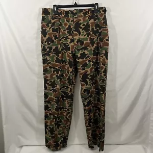 Vintage Homemade Camo Pants Duck Camo 34x30 3 Pockets Zipper Snap Button - Picture 1 of 9