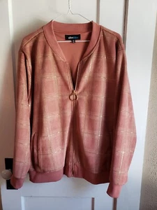 aliceblue women peach metallic grid  full zip jacket 3XL - Picture 1 of 8