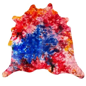 Tie Dyed Cowhide Rug Size: 8x7 feet D-606 - Picture 1 of 5