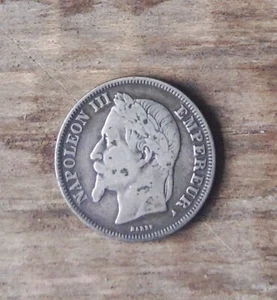 napolen silver france 1866 2 frank coin as found condition - Picture 1 of 5