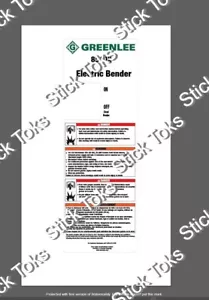 Greenlee 854DX Board- und Schalterabdeckung Aufkleber Replik - Bild 1 von 1