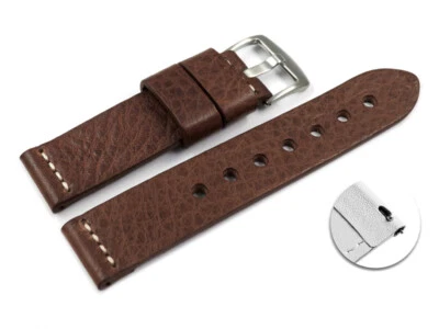 WATCHBAND BERLIN Bracelet montre à dégagement rapide haut de gamme cuir de veau marron foncé XL