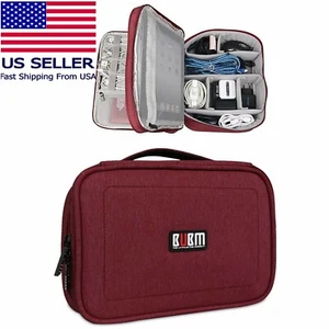 BUBM Portable Electronics Organizer, Double Layered Carry Case Red 10" for Ipad - Picture 1 of 7