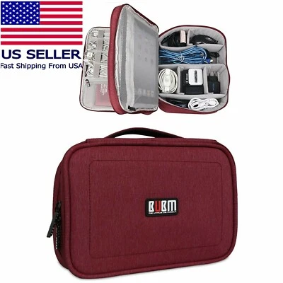 BRAND: BUBM BUBM Portable Electronics Organizer, Double Layered Carry Case Red 10" for Ipad