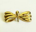 Shiny Golden Metal Brooch Vintage Costume Jewelery 80S Rhinestone Dragonfly Bow