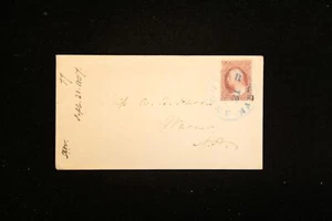 US COVER ANDOVER MASSACHUSETTS BLUE INK POSTMARK 1857 - Picture 1 of 2