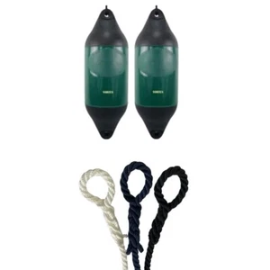 2 x HURRICANE Vortex Boat Fenders: Dark Green PM07 - FREE SPLICED END 10MM ROPE - Picture 1 of 2