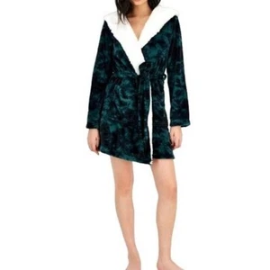 JENNI Women's Printed Short Sherpa Hooded Robe M/L (1bx) - Picture 1 of 5