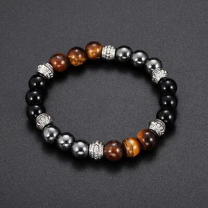 Tiger Eye Stone Hematite Magnetic Bracelet Therapy Arthritis Pain Relief Gifts - Picture 1 of 40