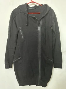 AllSaints Ridley Long Biker Women’s Oversized Moto Style Zip Hoodie US Size 0 - Picture 1 of 5