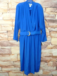 Vintage Around Town Sz 18 WP BLUE DRESS POLY USA V Neck - Picture 1 of 8