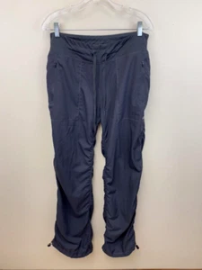 Marika L Stretch Woven Yoga Dance Pants Gray Drawcord Hem - Picture 1 of 4