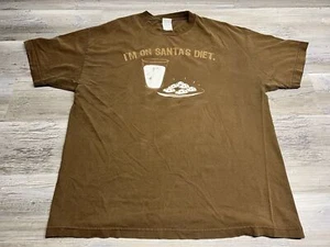 Vintage Faded Graphic T-Shirt Funny Christmas Santas Diet Boxy Oversized Size XL - Picture 1 of 9