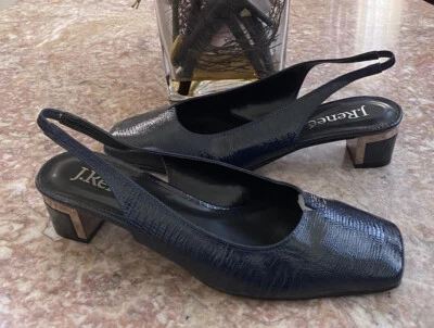 New J. Renee BEV Women's  Navy Snakeskin Square Toe Slingback Pump Size10M, $99 - Image 1 of 4