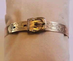 Antique Victorian GF Engraved Belt Buckle Bracelet LARGE - Picture 1 of 6