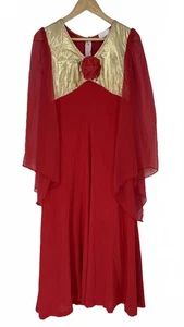 Rot & Gold Kostüm Kleid lang fließende Ärmel Kleid - 16” PTP, 53” Länge - Bild 1 von 6