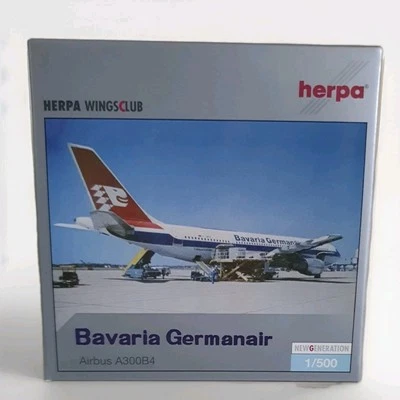 HERPA WINGS 512695 ESCALA 1:500 BAVARIA GERMANAIR AIRBUS A300B4 MODELO AVIÓN SIN USAR, EN CAJA Foto 1 de 4