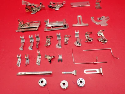 Big Vintage Lot Greist Sewing Machine Attachments Feet Ruffler - Image 1 of 4