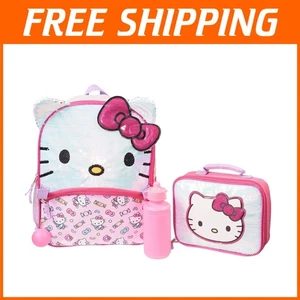 Juego completo de mochila escolar Hello Kitty de 4 piezas con kit de almuerzo y pelota inquietante - Imagen 1 de 6
