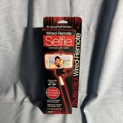 Universal Tzumi  Mobile Expandable Wired Selfie Stick For Android & iOS Black - Image 1 of 3