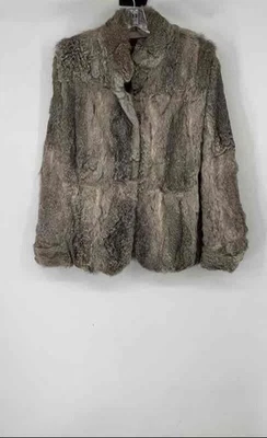 Chaqueta de piel Sergio Valente para mujer gris manga larga cuello falso talla pequeña Foto 1 de 4