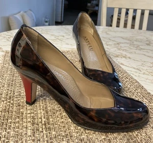 Anyi Lu Pumps Heels Tortoise Print Red Heels Leather Italy Size 38 Sexy - Picture 1 of 5