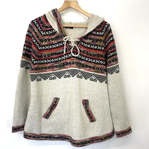 Roman Ecru Multi Fairisle Hooded Knitted Jumper Size UK 18 - Picture 1 of 19