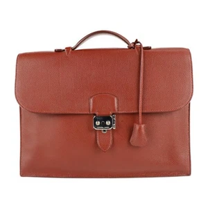 HERMES Sac a Depeches 34 Bag Togo Brown Silver Hd Briefcase 703211 - Picture 1 of 10