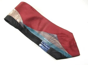 ERREUNO Milano Red Black Abstract NECK TIE Vintage Necktie 100% Italian Silk - Picture 1 of 6