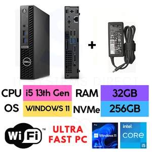 Dell OptiPlex 7010 Micro i5 13th Gen 32GB RAM 256GB NVMe SSD Windows 11 MFF PC - Afbeelding 1 van 12
