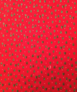 Vintage Christmas, Trees on Red by 1/2 yard, 44“ wide, 100% cotton - Picture 1 of 6