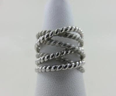 Anillo de plata esterlina Judith Ripka cuerda banda giratoria talla 5 Foto 1 de 4