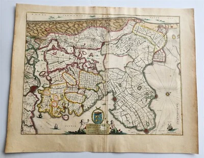 1640 MAP of HOLLANDIA NETHERLANDS by WILLEM BLAEU antique AUTHENTIC - Image 1 of 4
