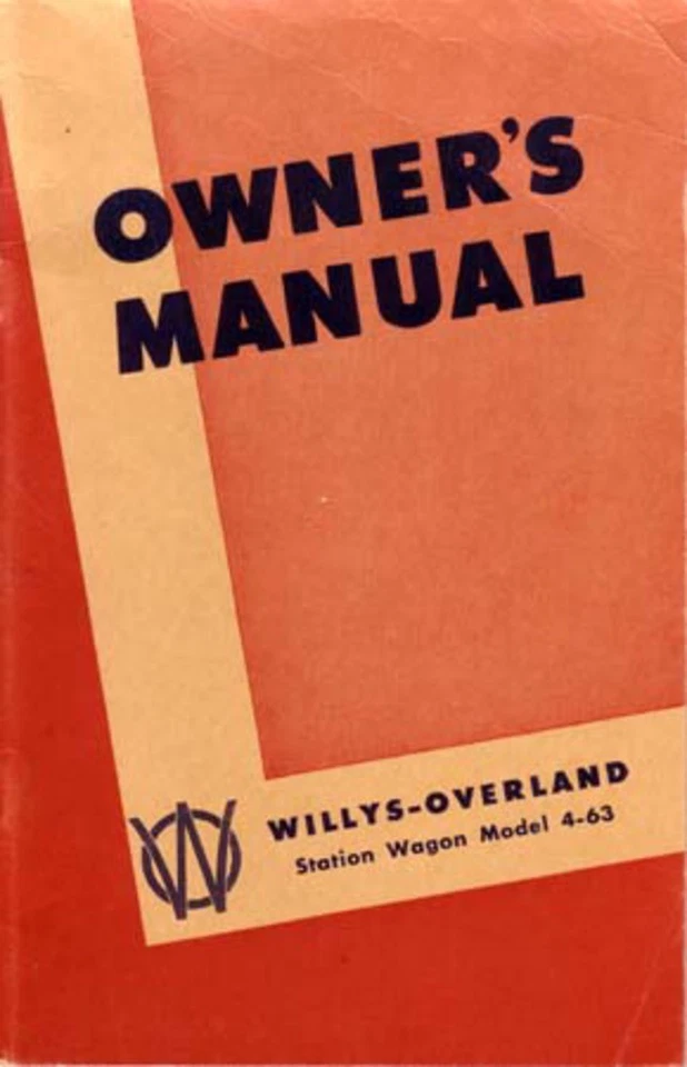Jeep Willys 1948 vagones manual del propietario guía del usuario libro de referencia fusibles Foto 1 de 1