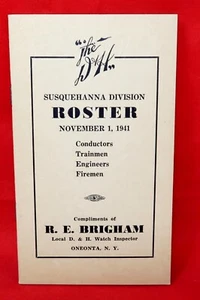 um 1941 R.E. Brigham Susquwhanna Division Roster, D.&H. Watch Inspector Booklet - Bild 1 von 5